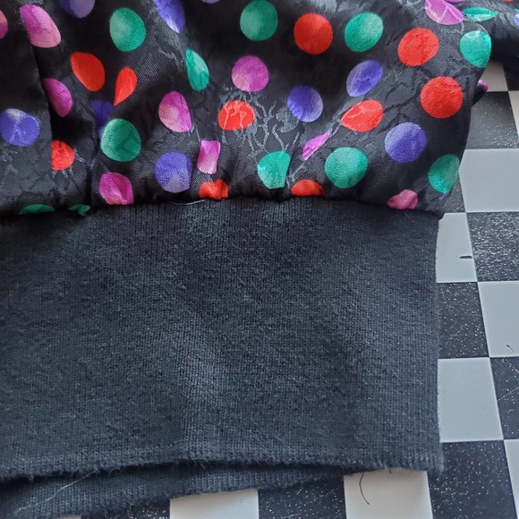 VTG 80s Black with Multicolored Polka Dot Rayon Blouse by Notations Sz 6 - Picture 8 of 8